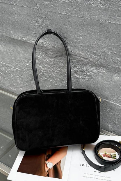 Retro multi-colored suede handbag