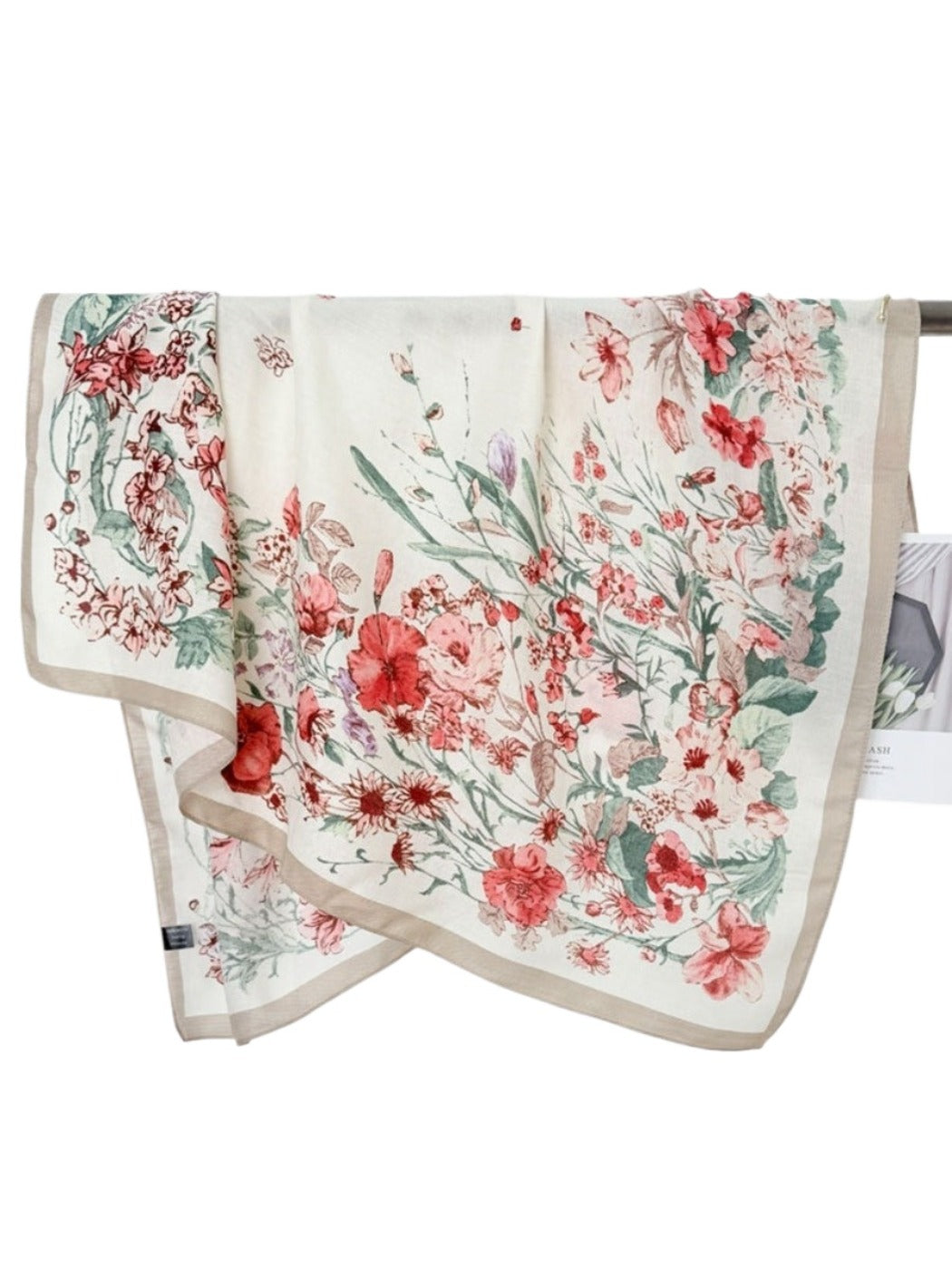 Scarvii - Boho Lightweight Floral-Print Square Scarf
