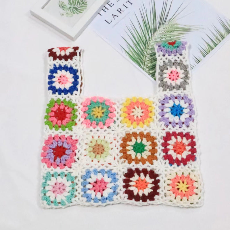 Crochet Granny Square Bag Hand-Woven Bag With Ethnic Pattern