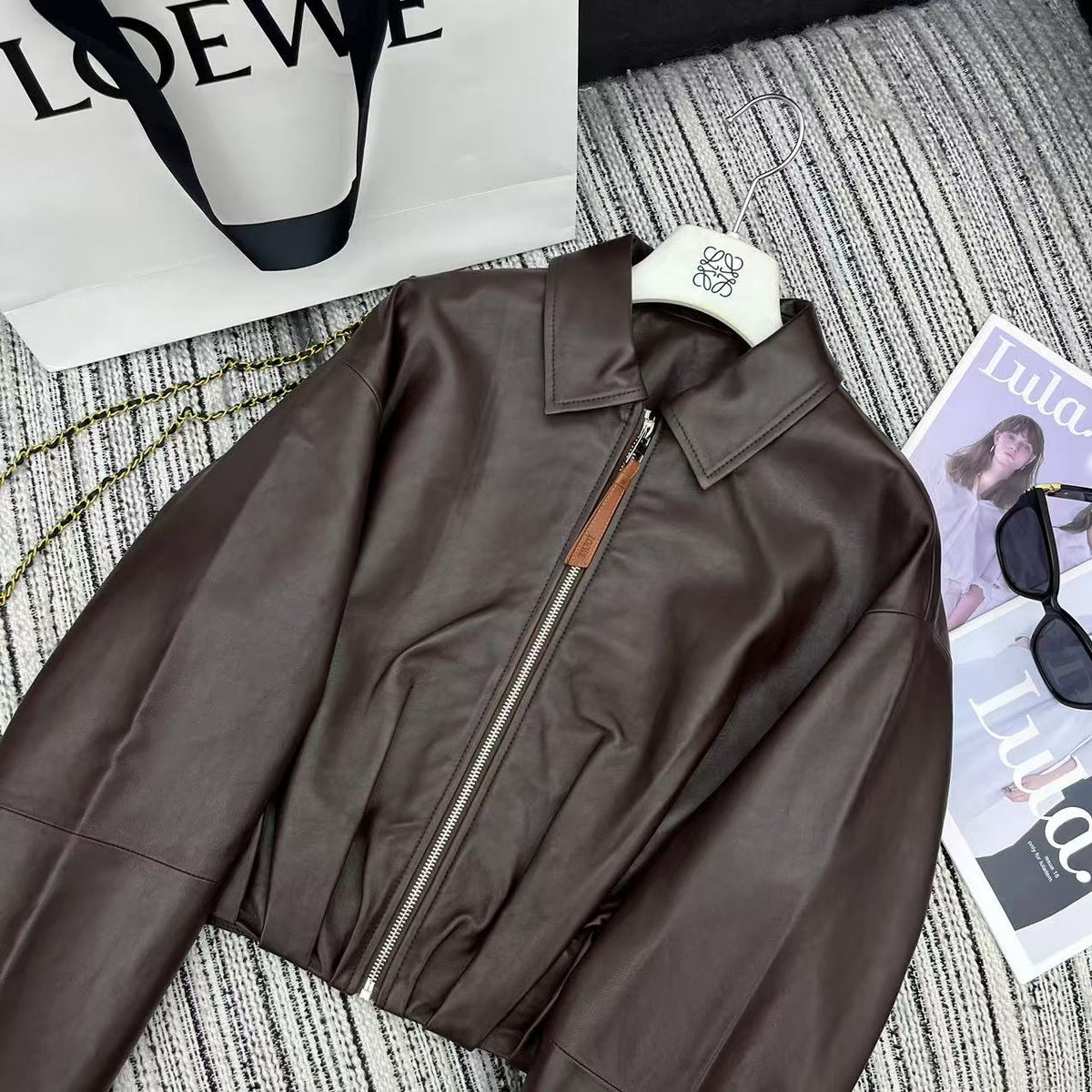 Loewe Draped Jacket Brown Nappa Lambskin 348576