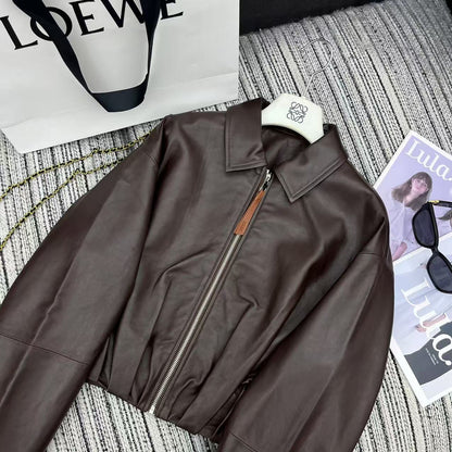Loewe Draped Jacket Brown Nappa Lambskin 348576