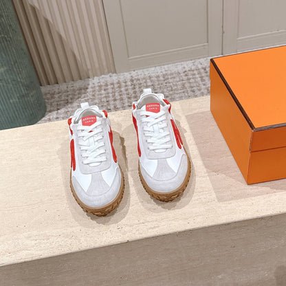 HM Jet Sneaker White Light Grey Red Suede Calfskin 583756