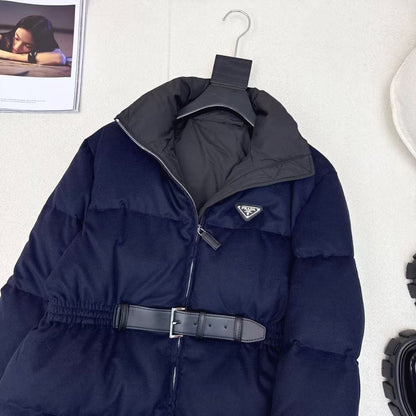 Prada Loden Down Jacket Navy Blue Cashmere