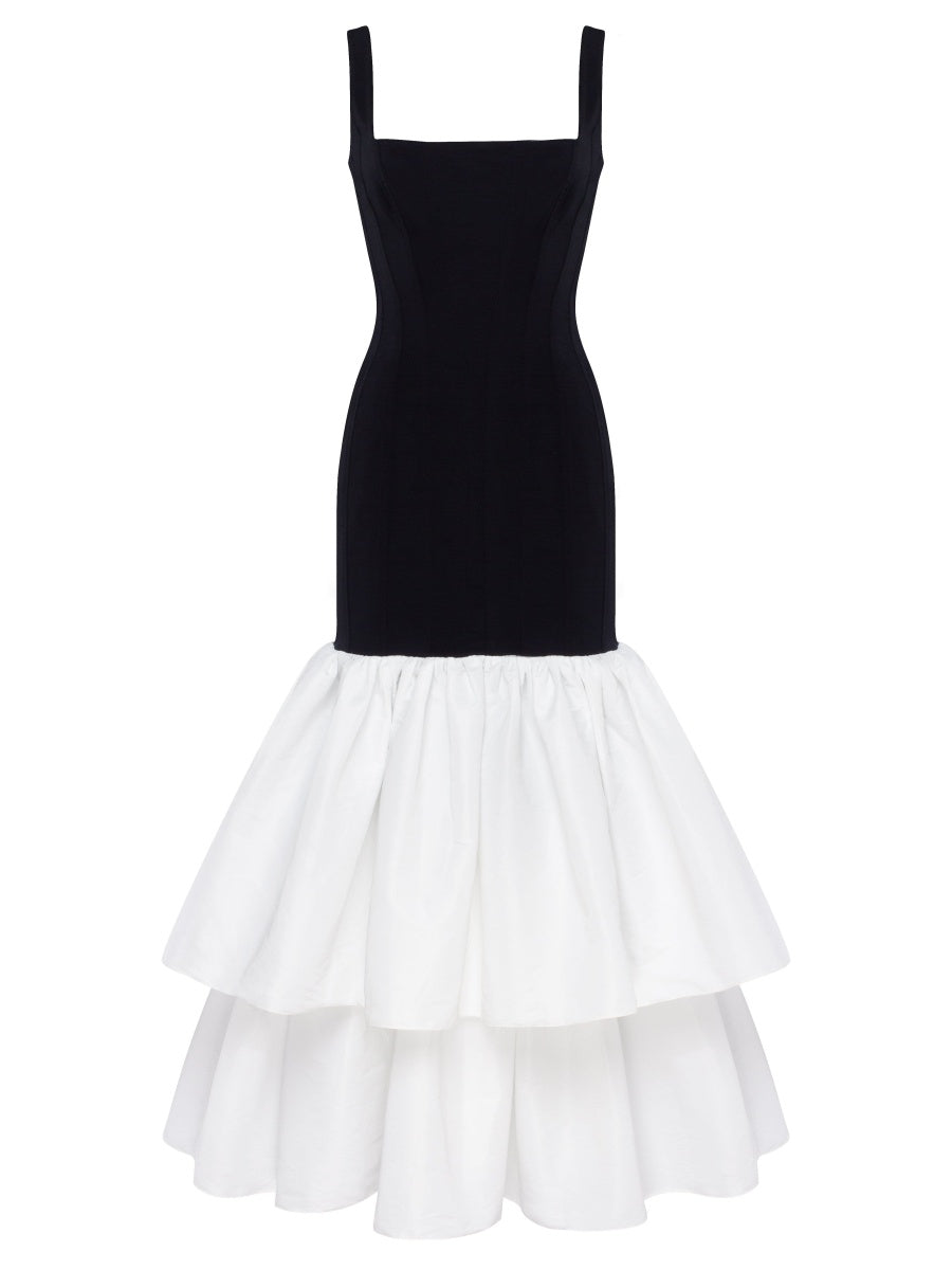 Alessandra Corset & White Tiered Ruffle Midi Dress