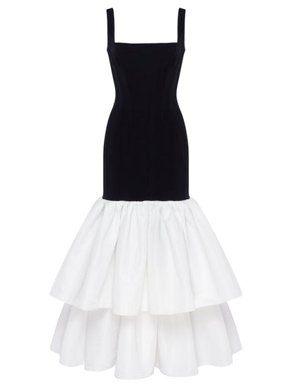 Alessandra Corset & White Tiered Ruffle Midi Dress