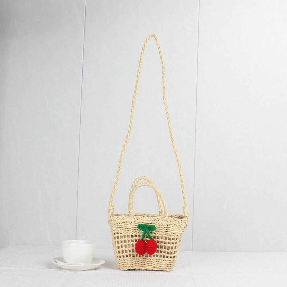 Crochet Market Bag Cherry Crossbody Bag