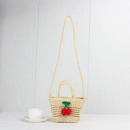 Crochet Market Bag Cherry Crossbody Bag