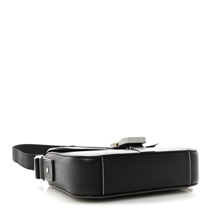 Grained Calfskin Medium Saddle Messenger Bag Black