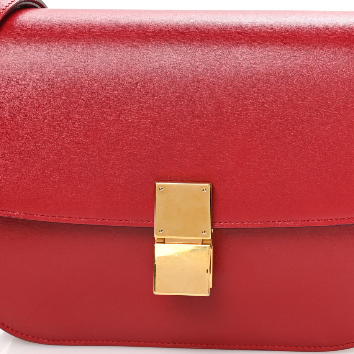 Box Calfskin Medium Classic Box Flap Bag Red