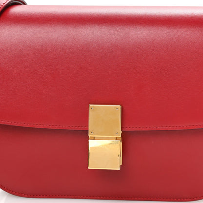 Box Calfskin Medium Classic Box Flap Bag Red