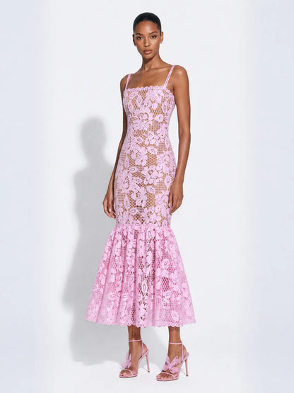 Julia Lace Cut-Out Camisole Midi Dress