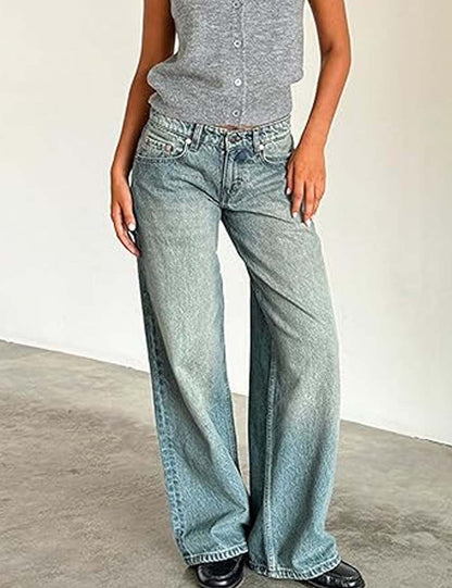 Vintage Low Rise Wide Leg Denim Jeans