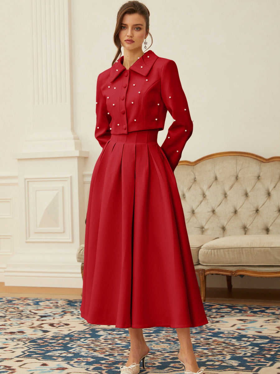 Brooklyn Pearl Jacket & Pleated Skirt Set