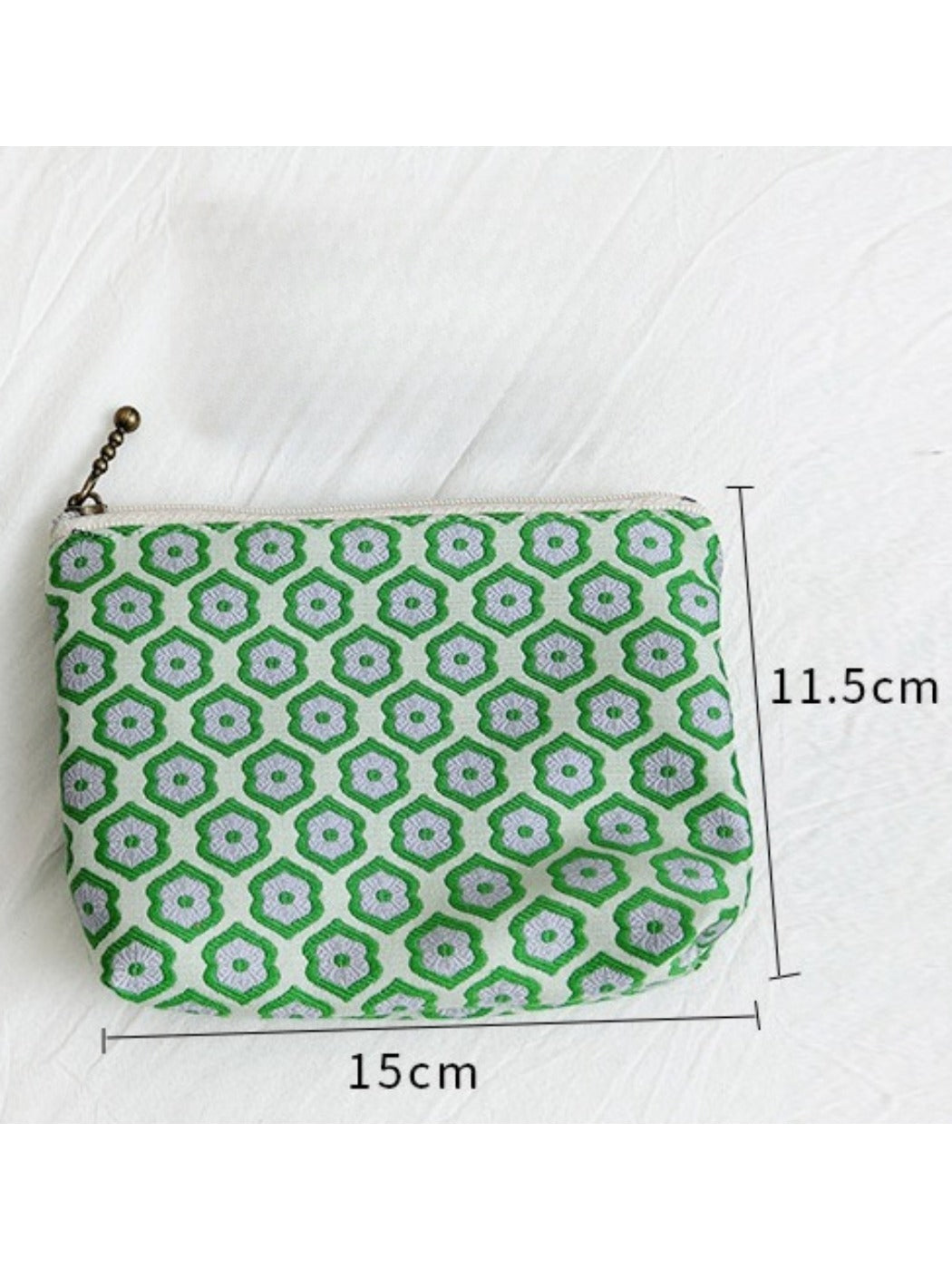 Cosbai - Floral Print Pouch Bag with Zipper - Practical &amp; Lovely