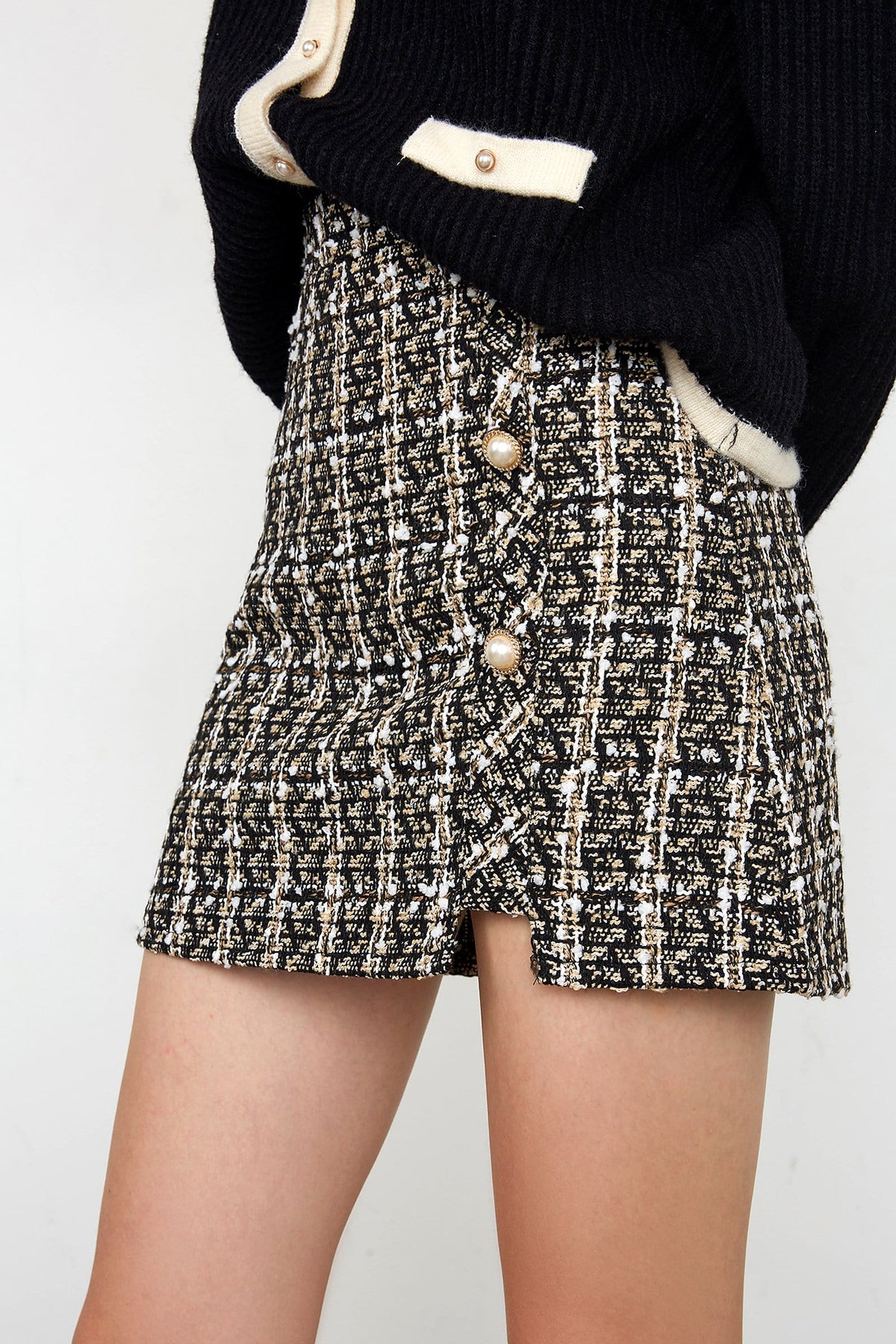 Abigale Beige Check Skirt