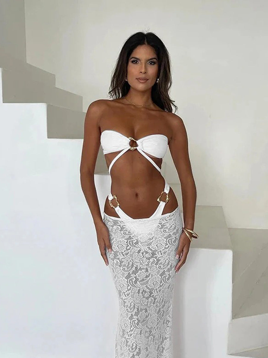 Xandra Lace Bikini Three-Piece Set