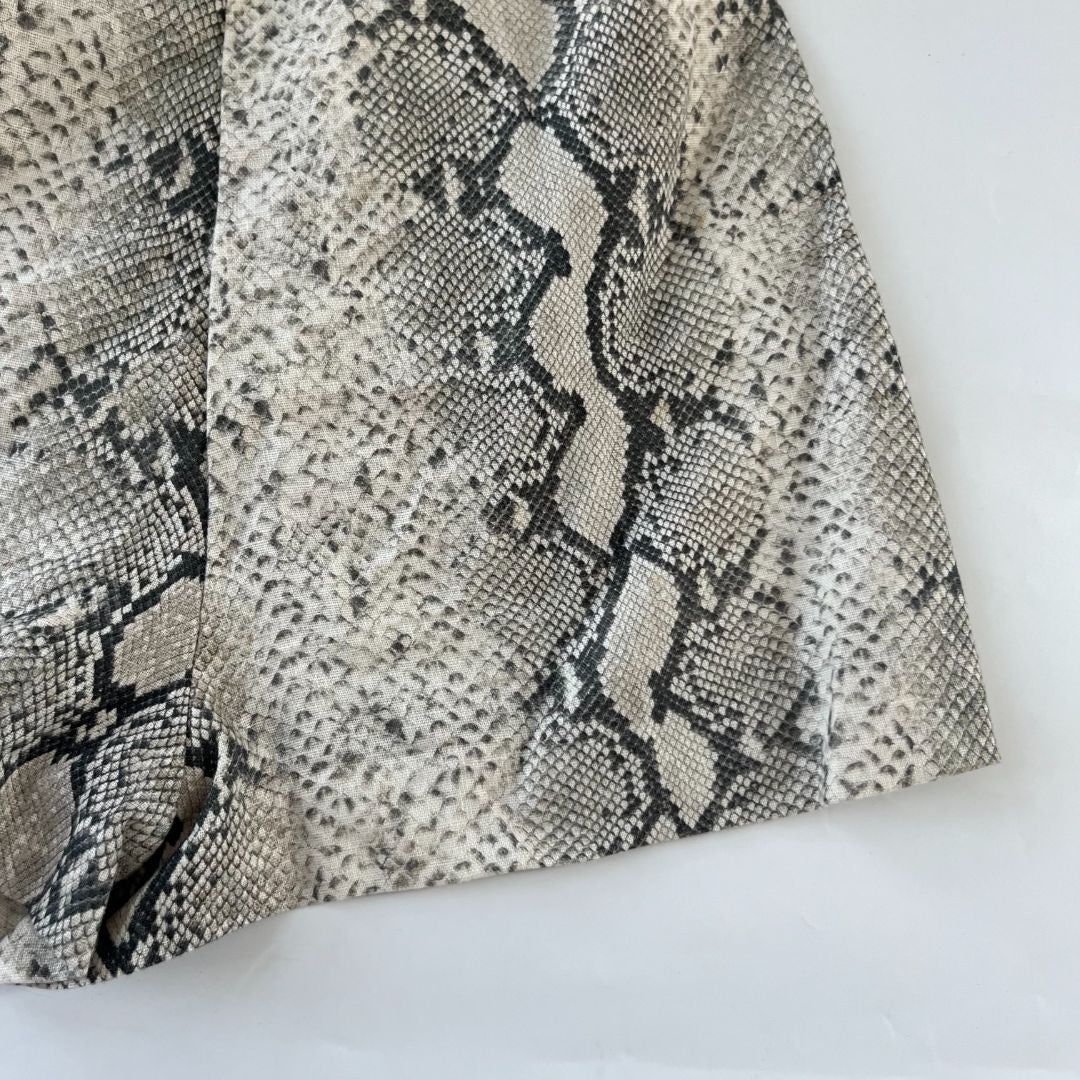 Zimmermann beige snakeskin print belted linen shorts