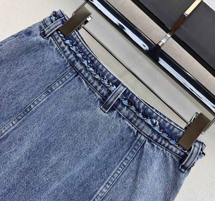 Chanel 2026 Denim Midi Skirt Blue Cotton 356137