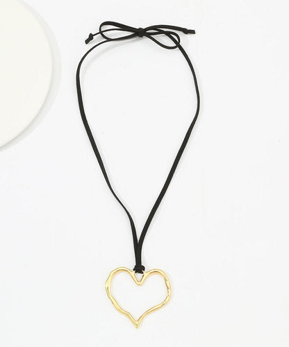 Handmade Black Cloth Alloy Love Pendant Necklace