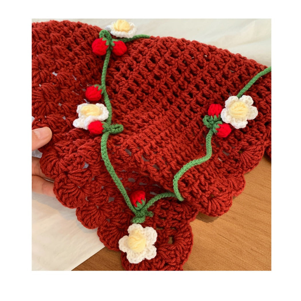 Haila - Floral Lace Crochet Triangle Scarf - Boho Chic
