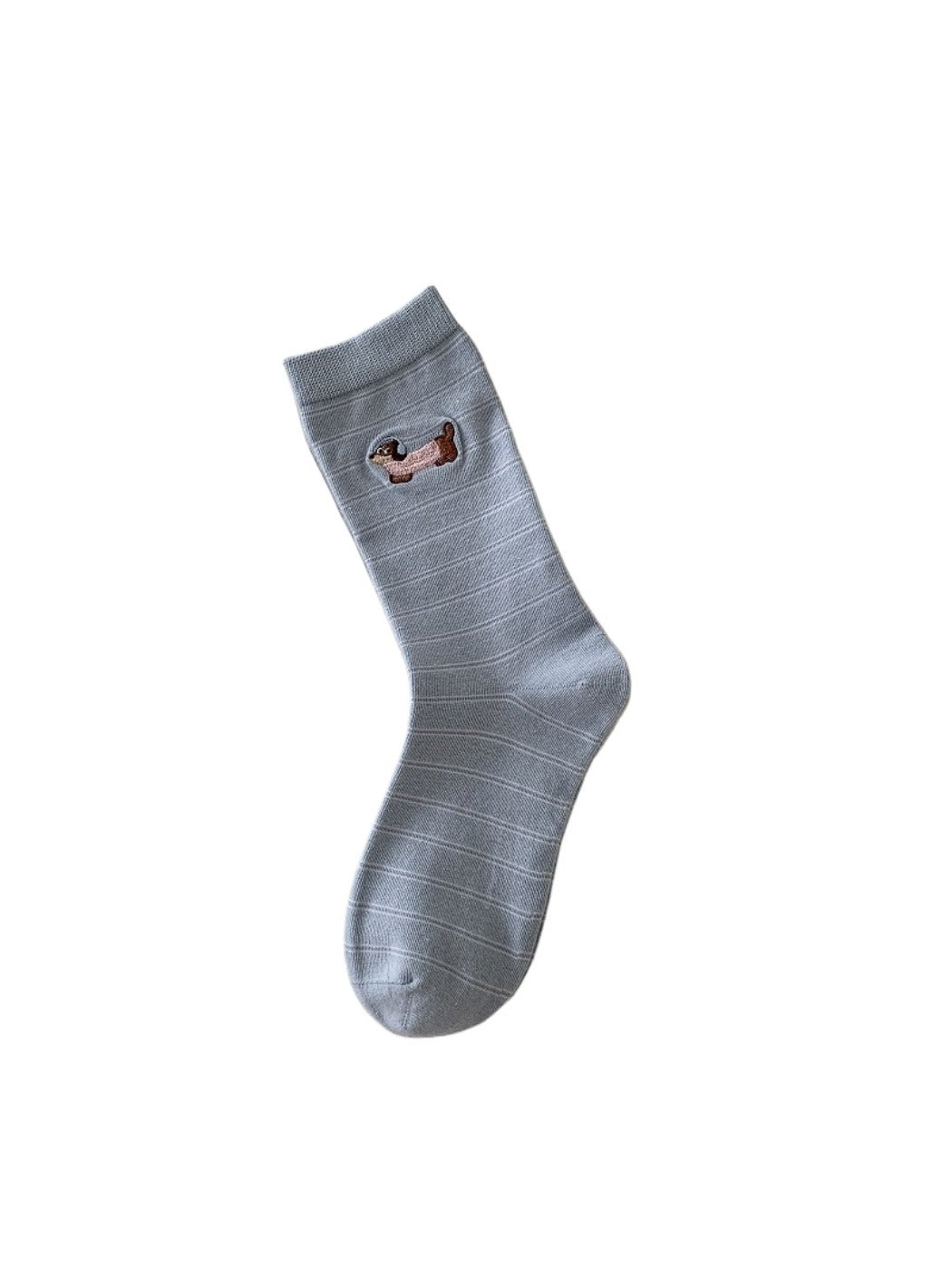 Rufia - Cute Dog Embroidered Mid-calf Socks