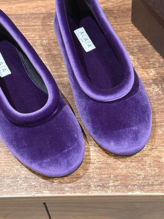 Alaia 2025 Ballet Flat Purple Velvet 553859