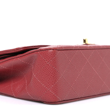 Caviar Quilted Medium Double Flap Dark Pink