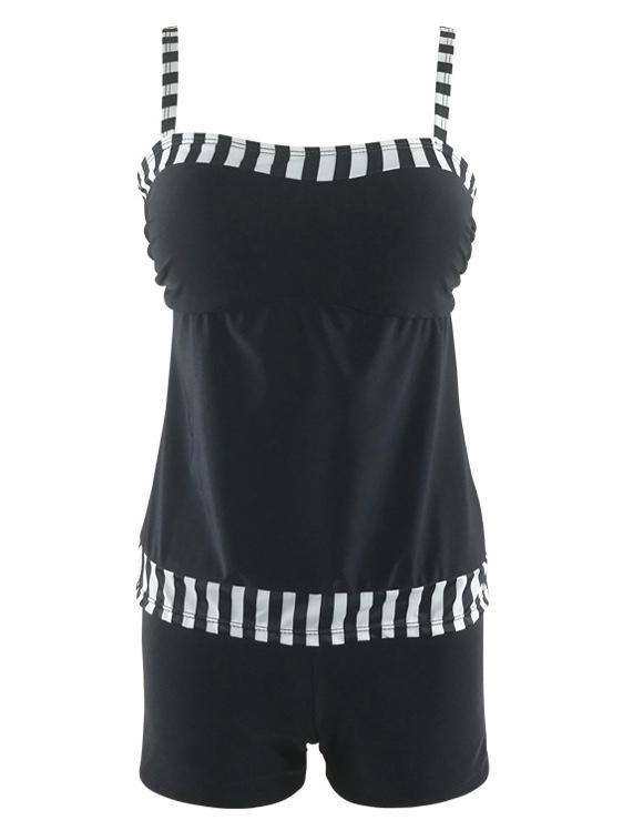 New Digital Printing Black And White Stripstwo-Piece Sexy High Waist Swimwear