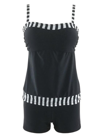 New Digital Printing Black And White Stripstwo-Piece Sexy High Waist Swimwear