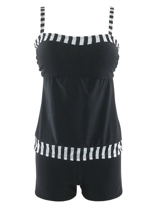 New Digital Printing Black And White Stripstwo-Piece Sexy High Waist Swimwear