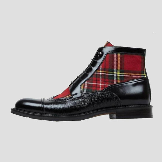 Saint Morris Plaid Leather Boots