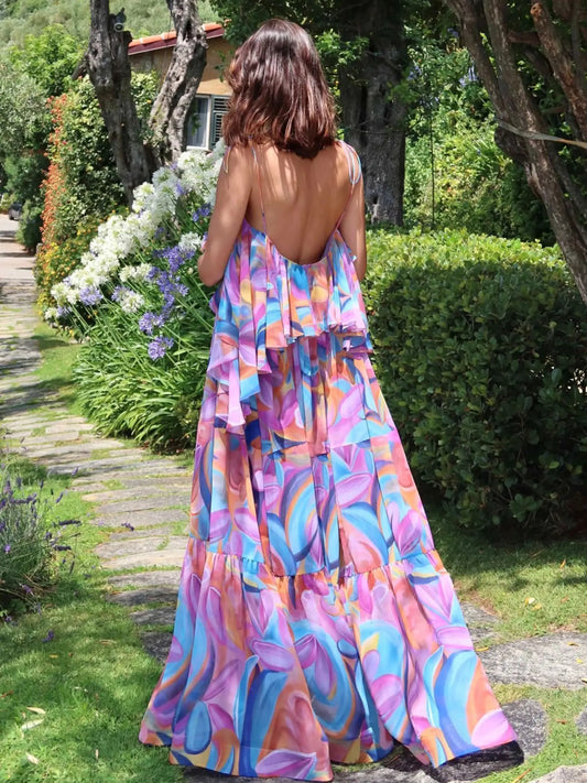 Ophelia Flowy Ruffle Strap Maxi Dress