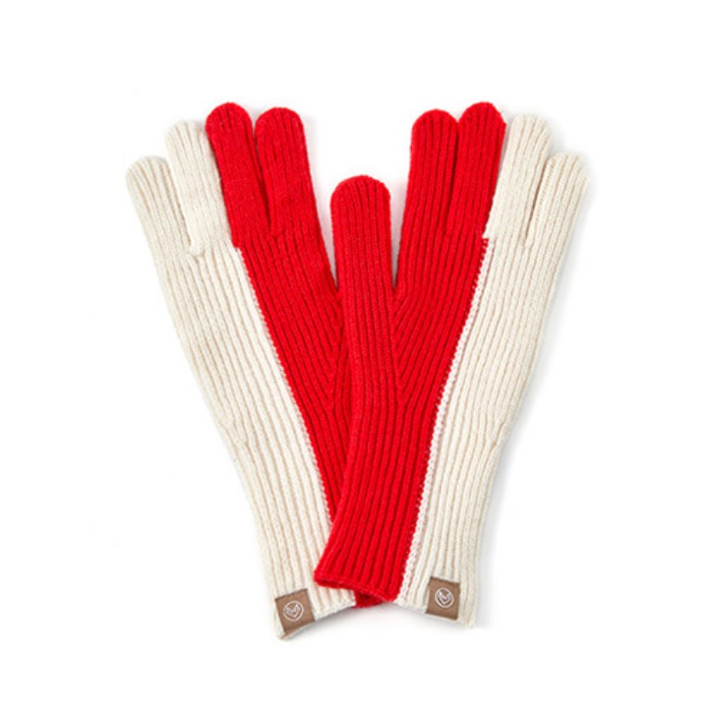 Color Block Simple Ribbed Knit Gloves