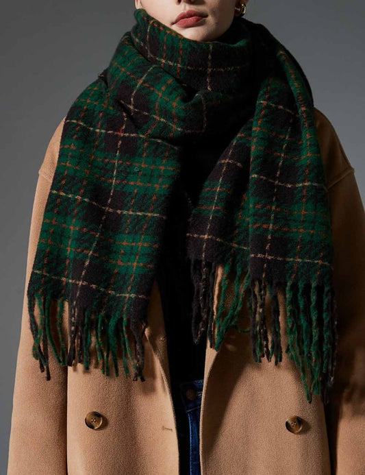 Winter Classic Plaid Tassel Cozy Scarf
