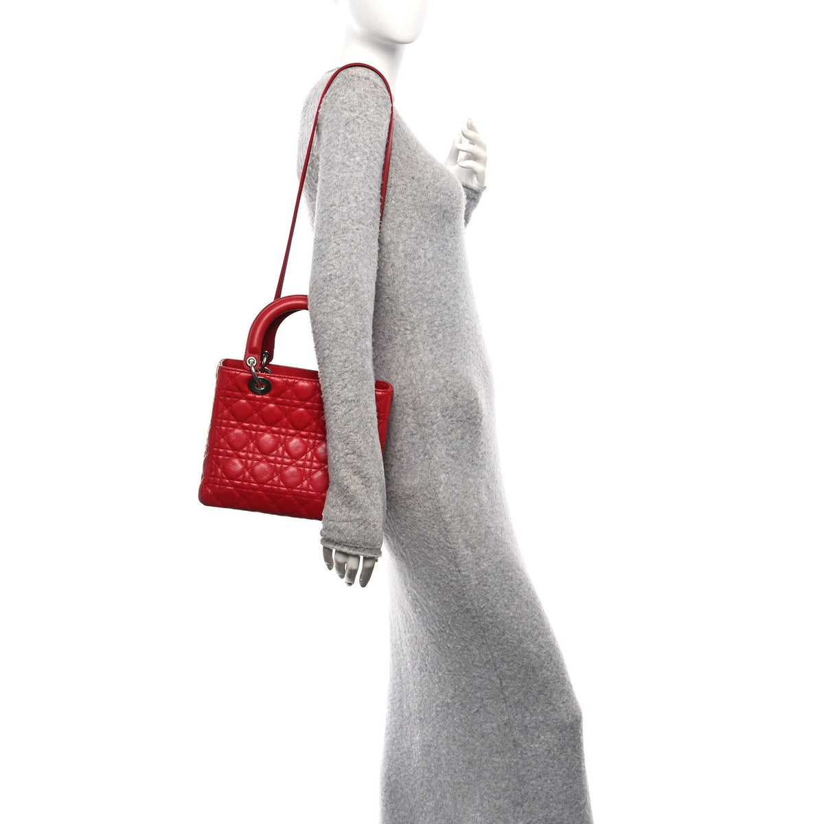 Lambskin Cannage Medium Lady Dior Red