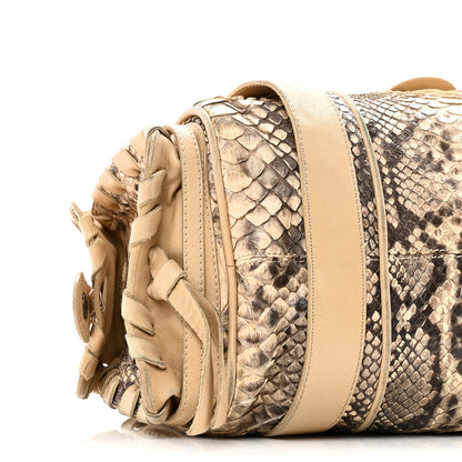 Snakeskin Silverado Shoulder Bag Beige