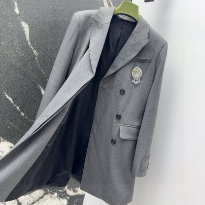 Gucci Suit Jacket Gray Polyester Fiber
