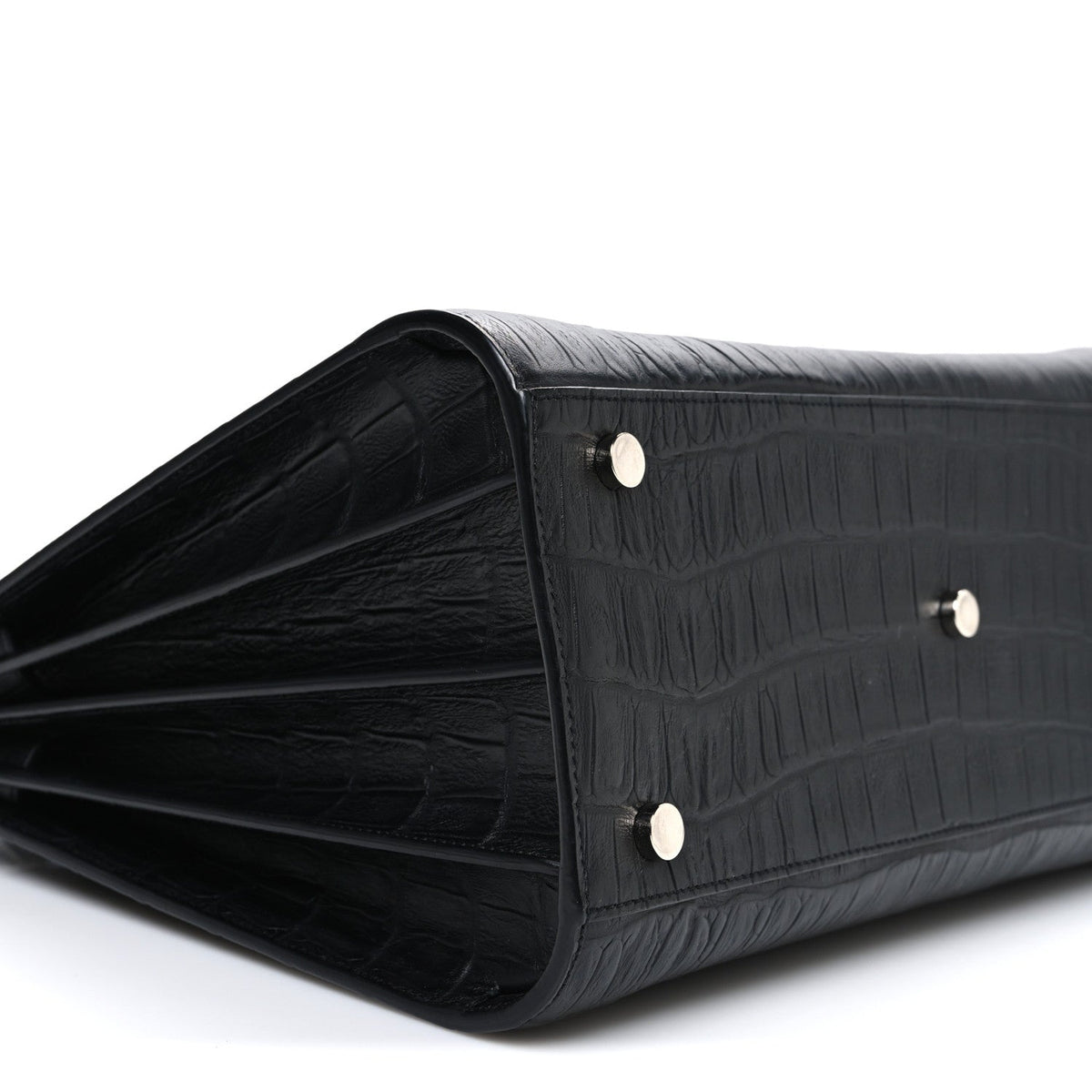 Calfskin Crocodile Embossed Small Sac de Jour Black