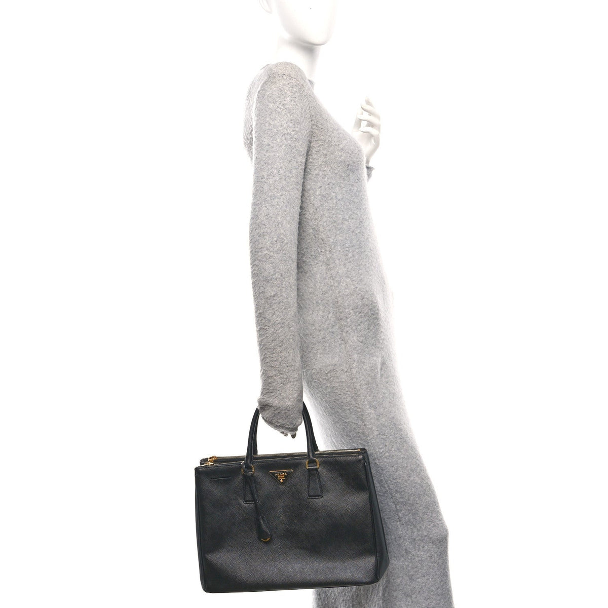 Saffiano Large Galleria Double Zip Tote Black