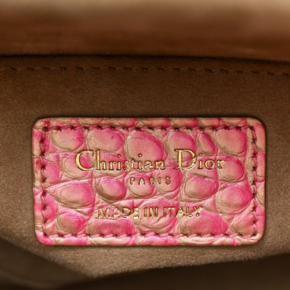 Metallic Alligator Gradient Small Lady Dior Pink