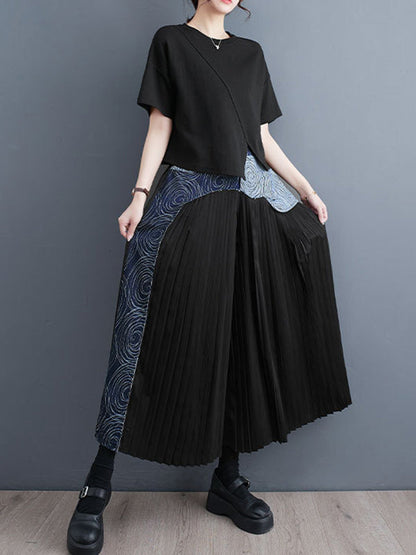 High Waisted Wide Leg Pleated Split-Joint Casual Pants Bottoms