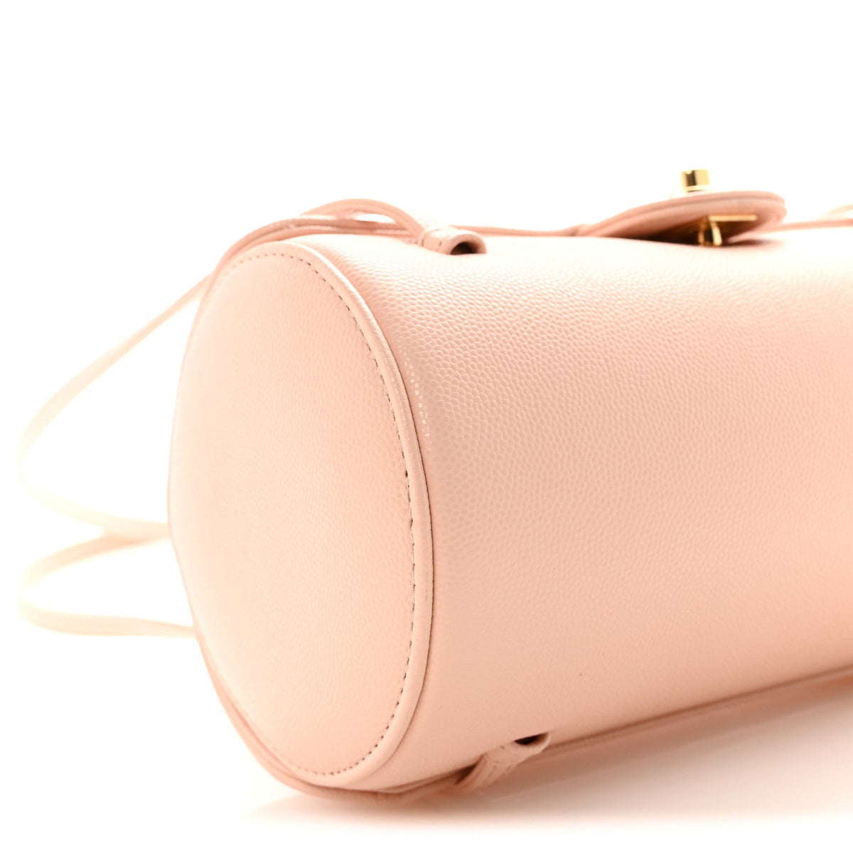 Shiny Caviar Preppy Coco Small Bowling Bag Light Pink
