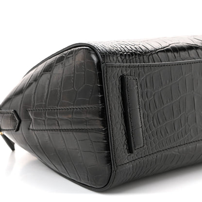 Calfskin Crocodile Embossed Mini Antigona Black