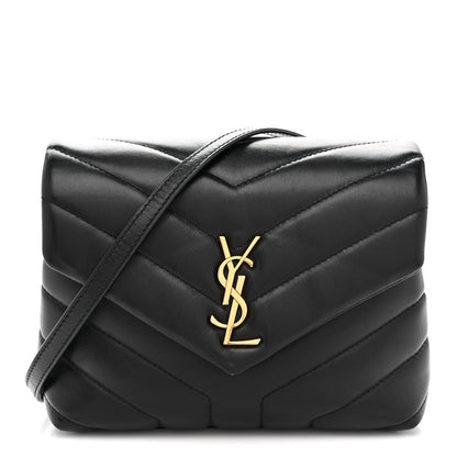 Calfskin Y Quilted Monogram Toy Loulou Crossbody Bag Black