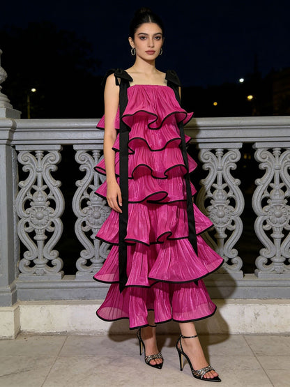Hadley Ruffled Patchwork Cake Maxi Dress