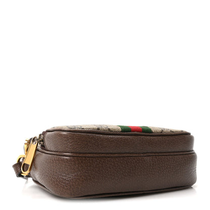 GG Supreme Monogram Textured Dollar Calfskin Web Mini Ophidia Convertible Shoulder Bag Beige Ebony New Acero