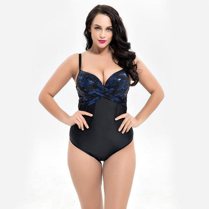 Siamese Women'S Triangle Cross Print Large Size Swimsuit