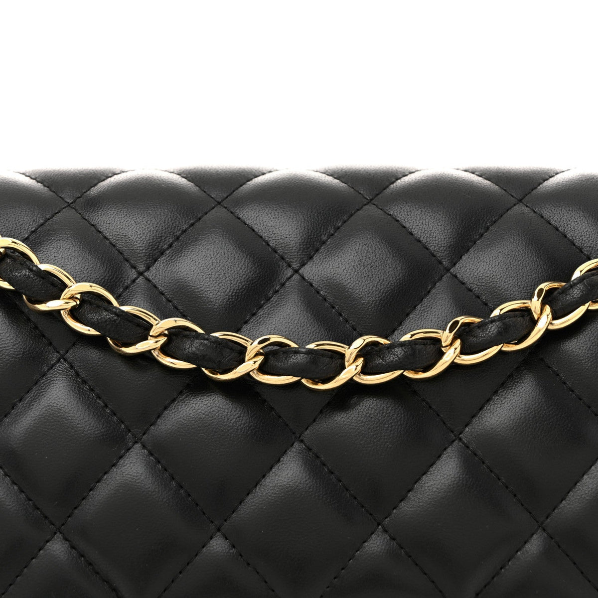 Lambskin Quilted Jumbo Double Flap Black