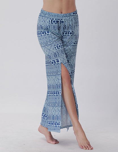 Summer Trousers With Split Legs And Horn Printed Trousers Yoga Pants Casual Loose Leisure Pants