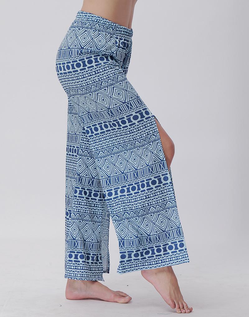 Summer Trousers With Split Legs And Horn Printed Trousers Yoga Pants Casual Loose Leisure Pants